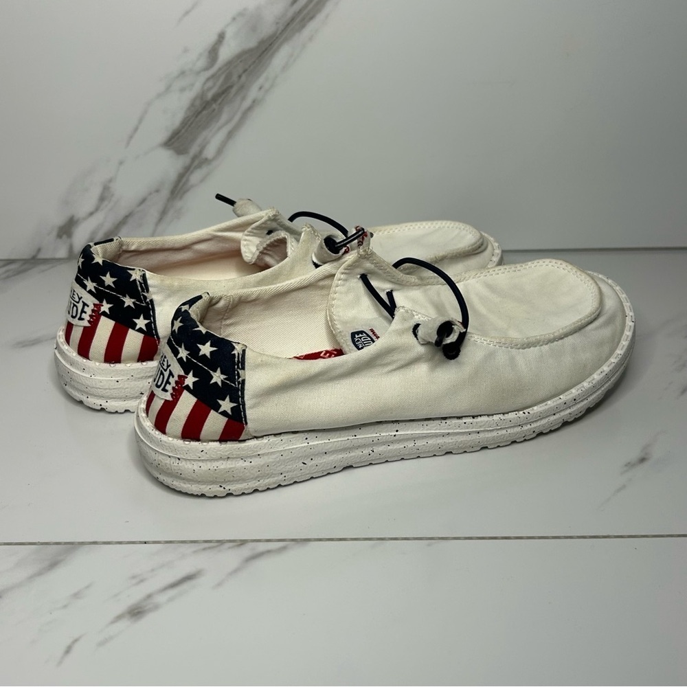 Hey Dude Americana Women's White Slip-On Loafers Size 7 - Picture 6 of 8